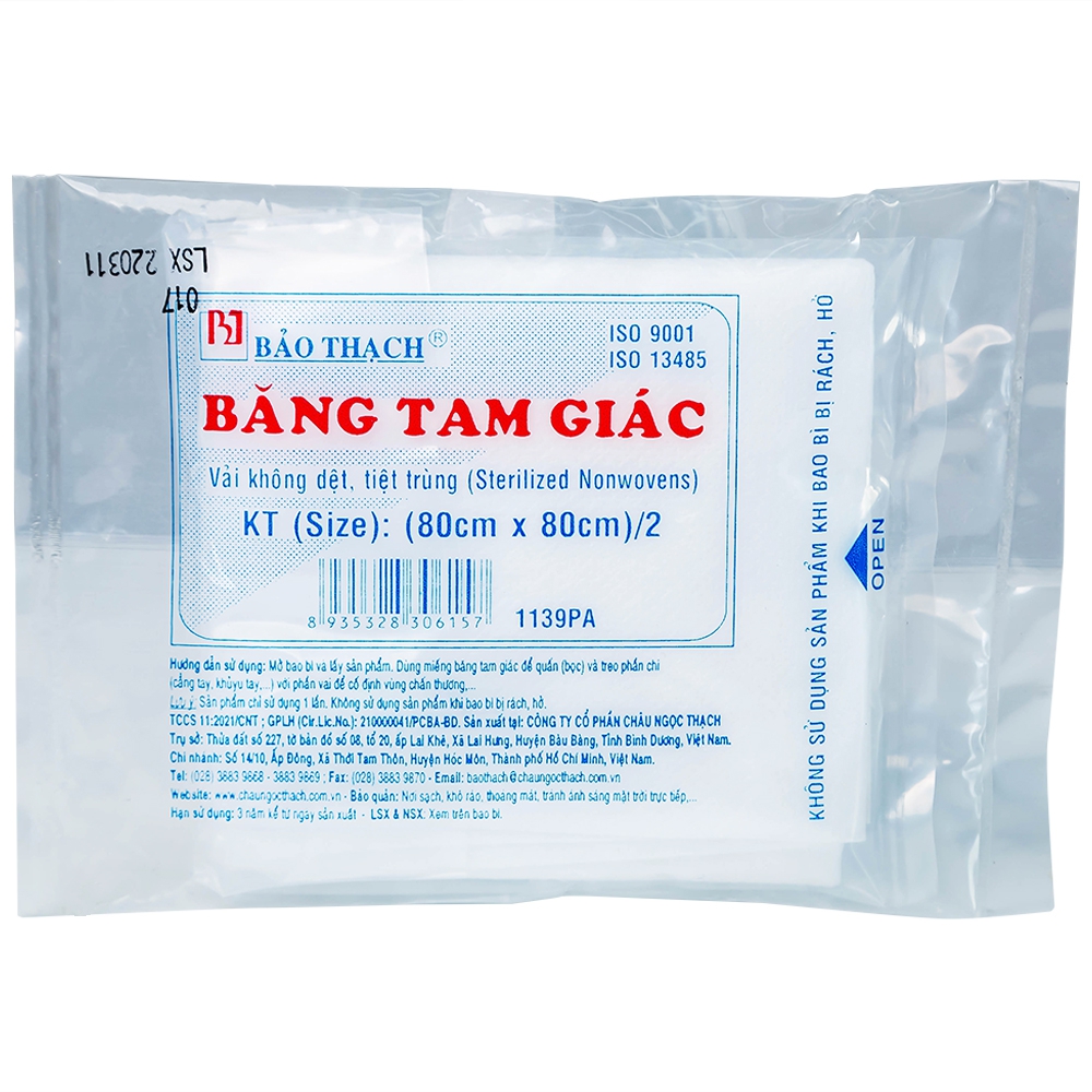  Băng tam giác Bảo Thạch dùng để cố định vùng chấn thương (80cm x 80cm)
